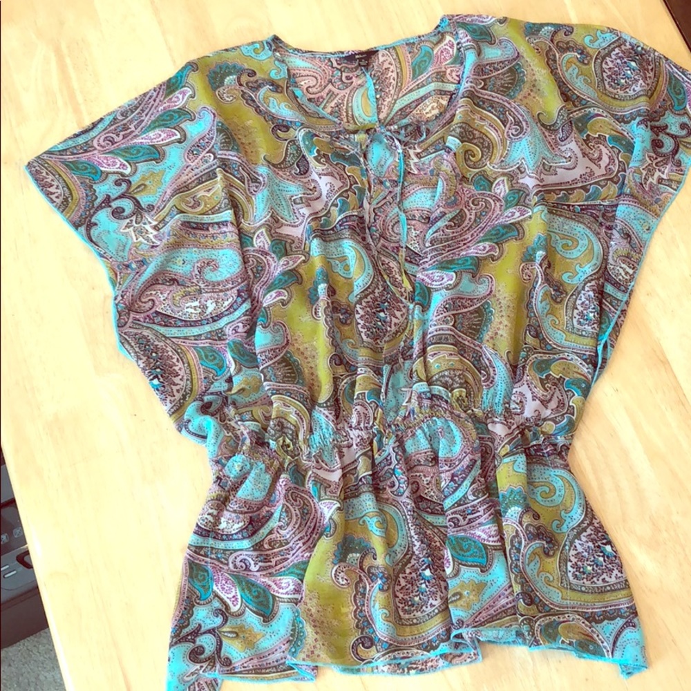 Milano semi-sheer ladies short sleeve blouse